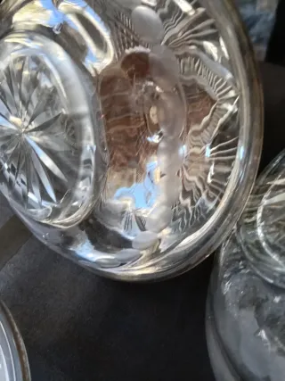 Juego tocador cristal tallado antiguo