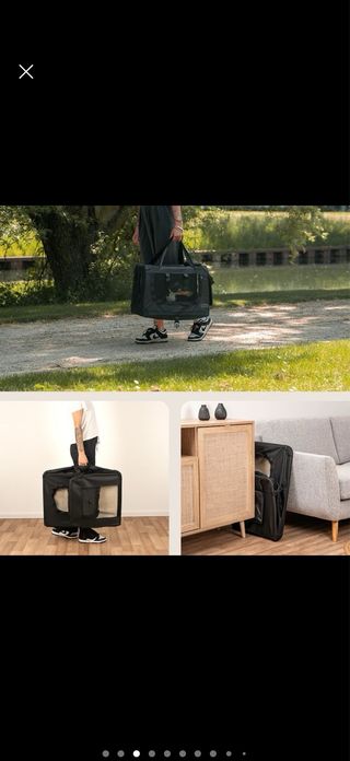 Transportín perro/gato negro y beige