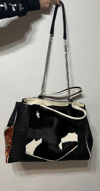 Borsa Cavallino & Pitone Nera Bianca
