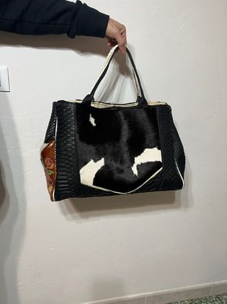 Borsa Cavallino & Pitone Nera Bianca