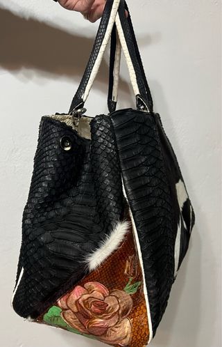 Borsa Cavallino & Pitone Nera Bianca