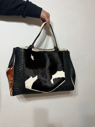 Borsa Cavallino & Pitone Nera Bianca