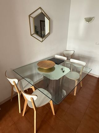 Mesa comedor cristal y metal