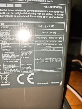 Estufa Parafina Tectro SRE 703 TC Gris