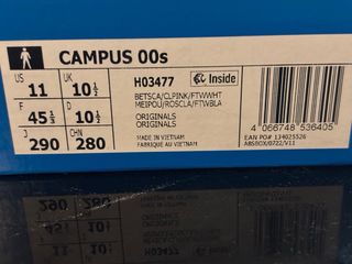 Adidas Campus 00s Rojas Especial enamorados 45 1/3