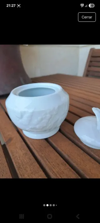 Azucarero Limoges Porcelana Blanco