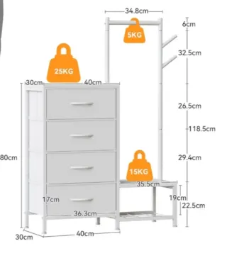 Mueble Blanco 3 en 1 con Colgador