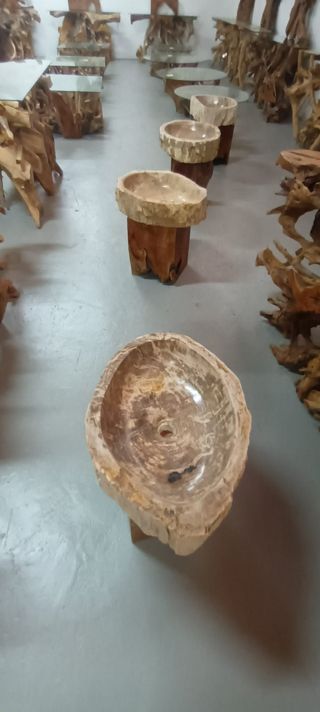 Lavabo de madera petrificada natural