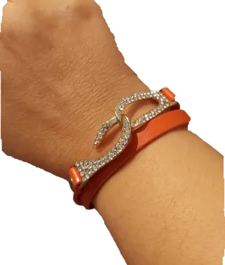 Bracciale girocollo donna arancione con strass