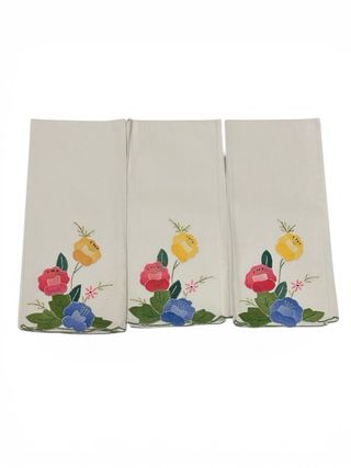 Set 3 Asciugamani Ricamati Fiori