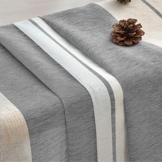 2 Cortinas Visillo Translúcidas Rayas Gris Blanco