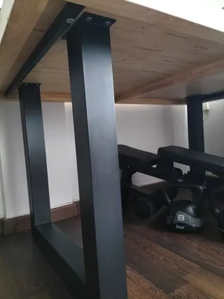 Mesa comedor madera maciza y metal