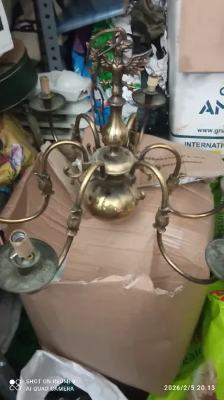 Lámpara antigua siglo XIX águilas y peces