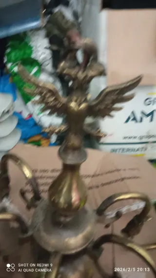 Lámpara antigua siglo XIX águilas y peces