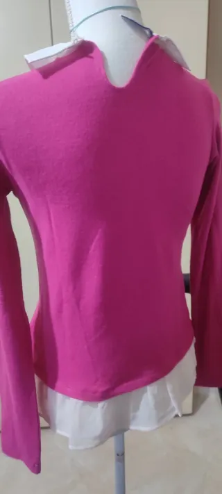 Maglia Primigi rosa con colletto bianco