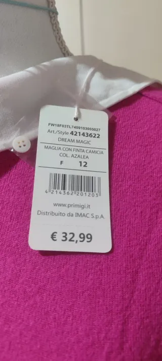 Maglia Primigi rosa con colletto bianco