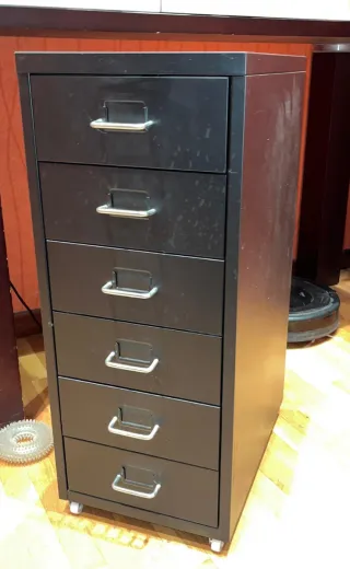 Cajonera Metálica Negra 6 Cajones 28x69x41cm