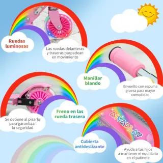 Patinete infantil rosa con luces
