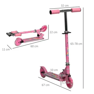 Patinete infantil rosa con luces