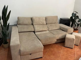 Sofá Chaise Longue Beige (Poco Uso)