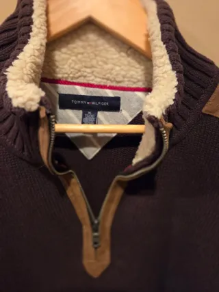 Suéter Tommy Hilfiger 1/4 Zip Marrón