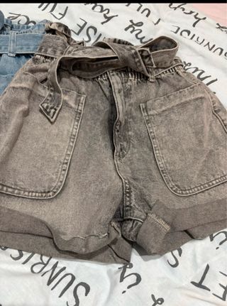 Pack 2 Shorts Vaqueros Cinturón Talle Alto