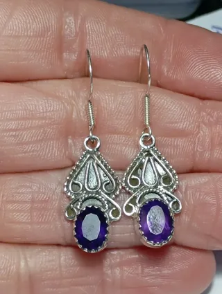 Pendientes Plata Ley Amatista Morada