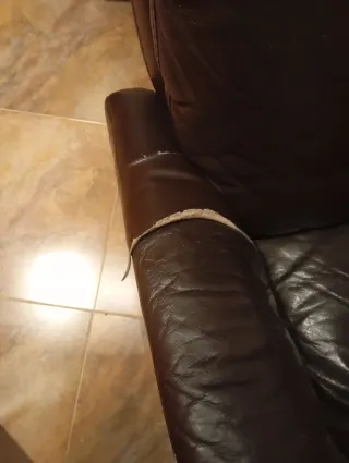 Sillón relax reclinable de piel marrón