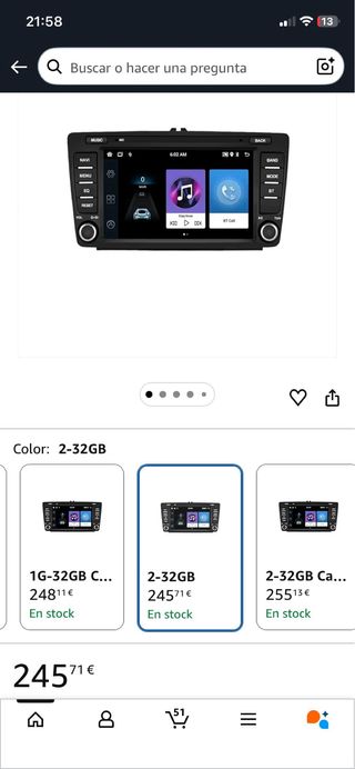 Pantalla CarPlay 8” Skoda Octavia