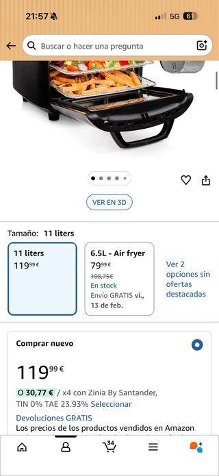 Freidora de aire con accesorios