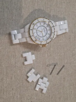 Reloj de muñeca, cerámica blanco