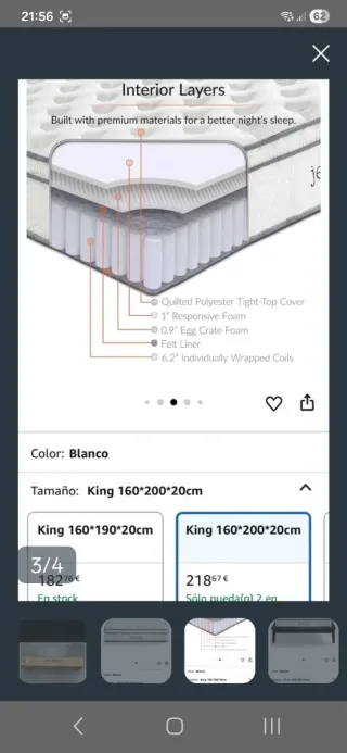 Colchón Modway Jenna 160x190x20 cm