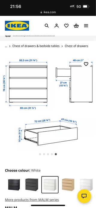Cómoda IKEA Malm 3 cajones
