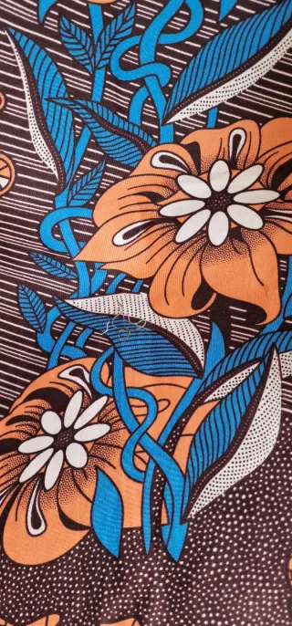 Tela africana marrón y naranja 114x52cm