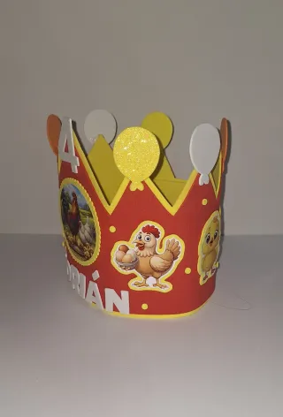 Corona de cumpleaños,Gallos y Gallinas.