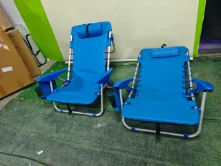 2 Sillas de Playa Plegable Ajustable 4 Posiciones