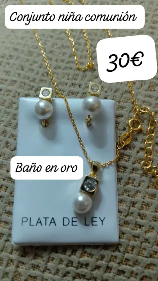 Conjunto Comunión Plata Baño Oro
