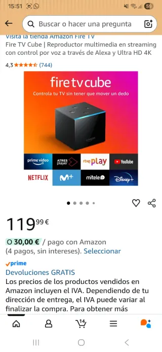Amazon Fire TV Cube 4K oportunidad.