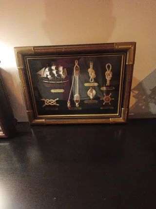 Cuadro Náutico Barco y Nudos