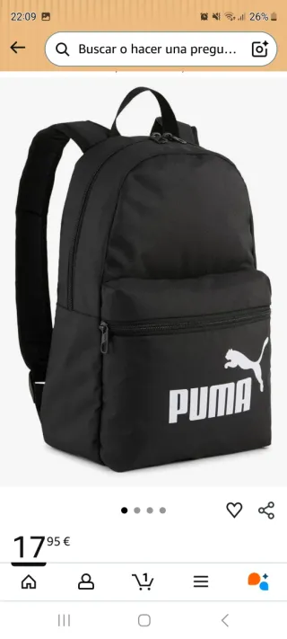 Mochila Puma Phase Negra Niños
