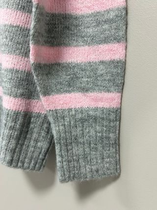 Jersey cuello alto rayas gris y rosa Talla M