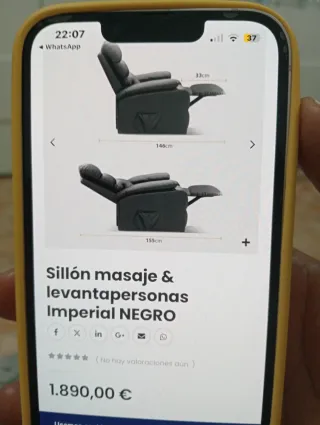 Sillón Masaje y Levanta Personas Imperial Negro