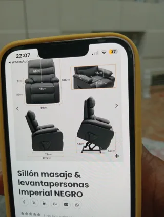Sillón Masaje y Levanta Personas Imperial Negro