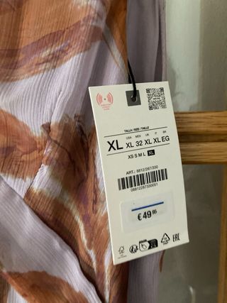 Vestido Zara estampado hojas XL