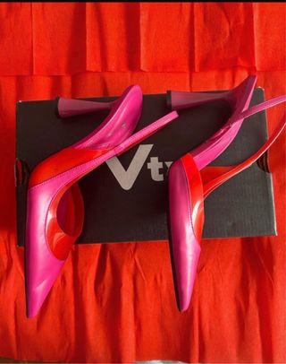 Zapatos tacón Zara Talla 40 Naranja y Rosa