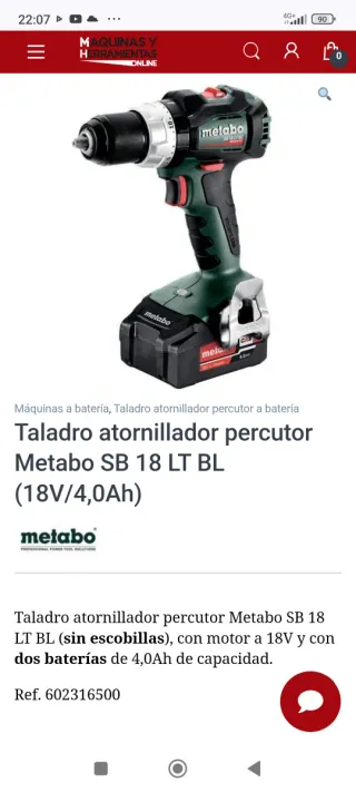 Taladro percutor Metabo SB 18 LT BL