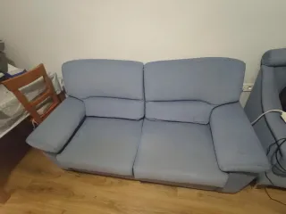 Sofá 2 plazas azul tejido