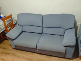 Sofá 2 plazas azul tejido