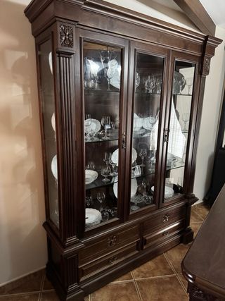 Mueble de salón completo madera oscura