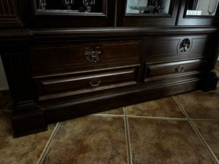 Mueble de salón completo madera oscura